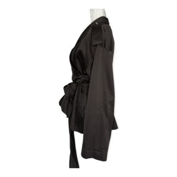 VINTAGE FENDI BLACK FRONT WRAP COLLARED JACKET Made in Italy SZ 42 - Picture 5 of 11